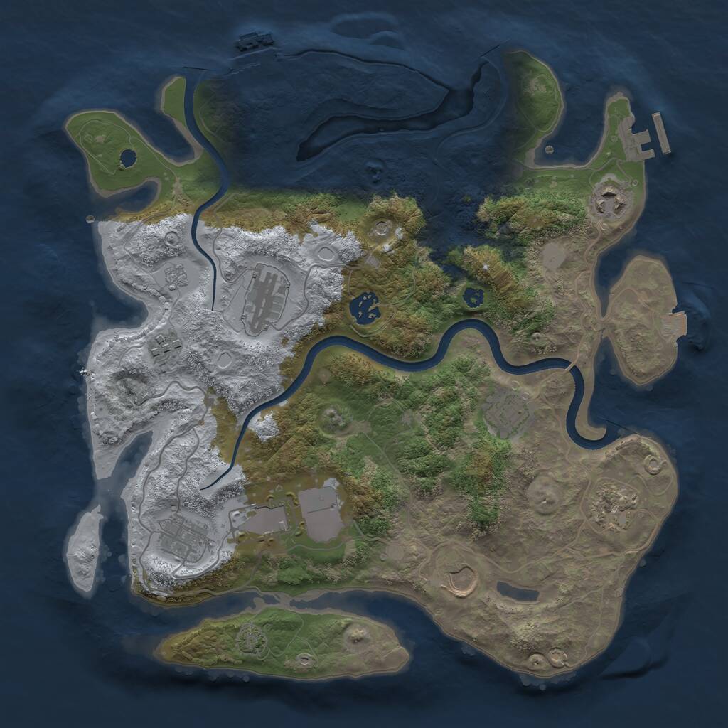 Rust Map: Procedural Map, Size: 3500, Seed: 31989, 15 Monuments