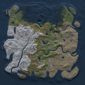 Thumbnail Rust Map: Procedural Map, Size: 4500, Seed: 199921626, 15 Monuments