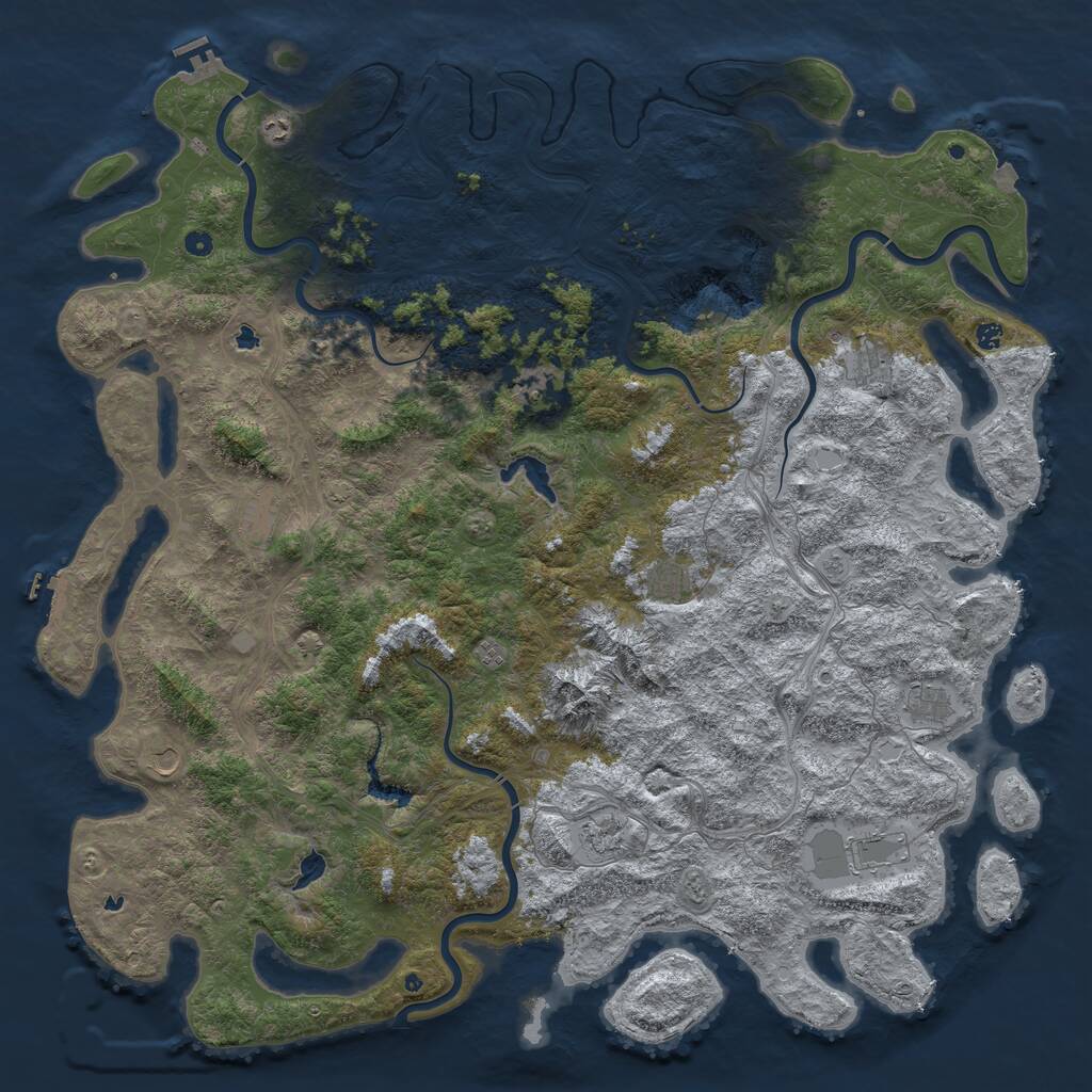 Rust Map: Procedural Map, Size: 6000, Seed: 202119296, 17 Monuments