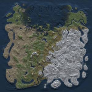 Thumbnail Rust Map: Procedural Map, Size: 6000, Seed: 202119296, 17 Monuments