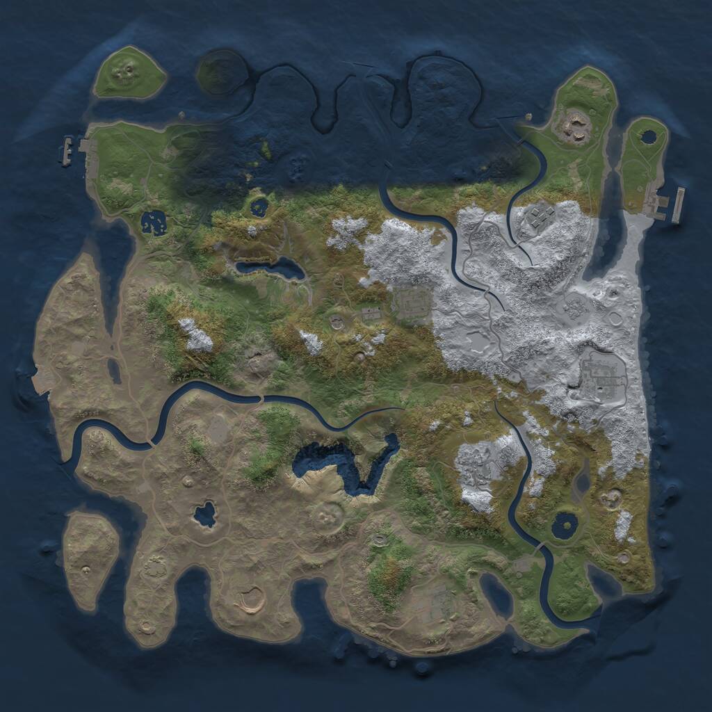 Rust Map: Procedural Map, Size: 4000, Seed: 612521987, 14 Monuments