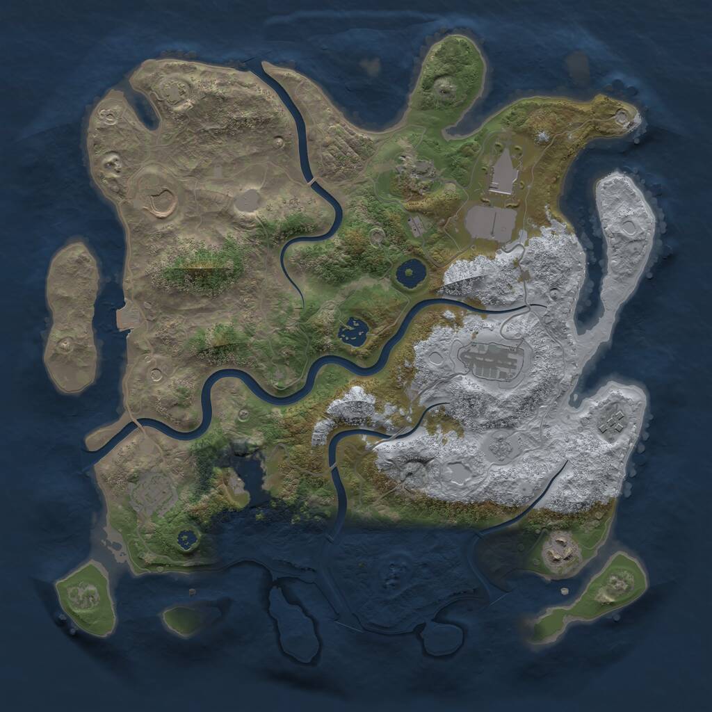 Rust Map: Procedural Map, Size: 3750, Seed: 1011475622, 13 Monuments