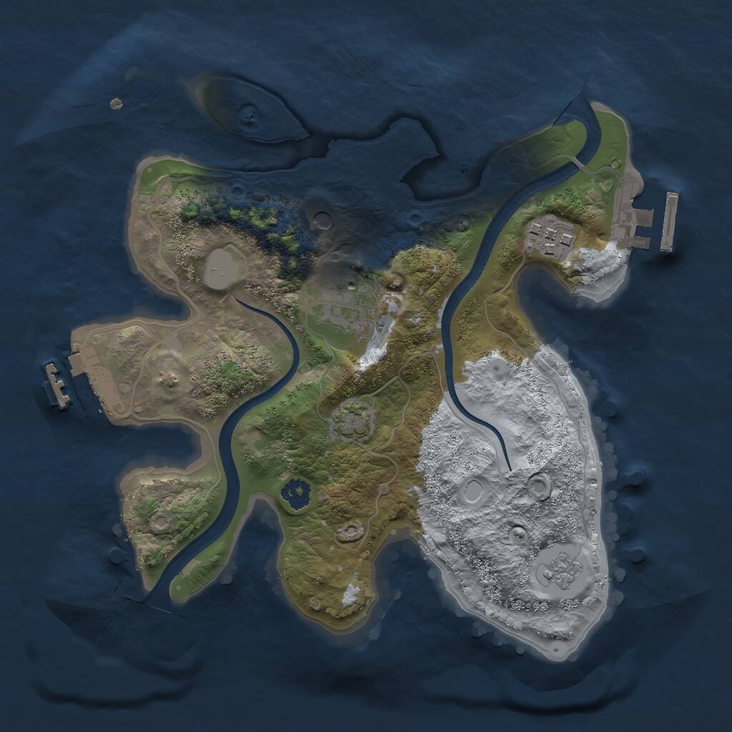 Rust Map: Procedural Map, Size: 2500, Seed: 2000260128, 8 Monuments