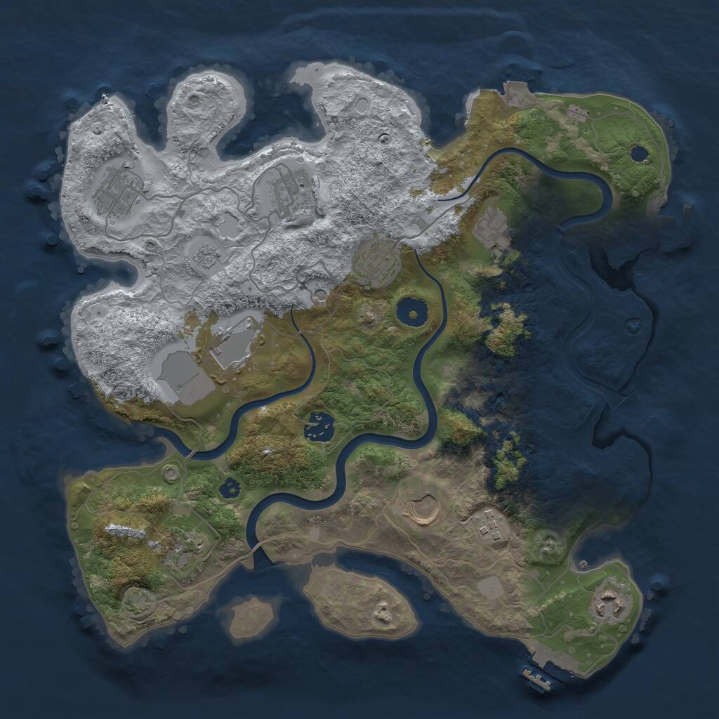 Rust Map: Procedural Map, Size: 3500, Seed: 1825377955, 16 Monuments