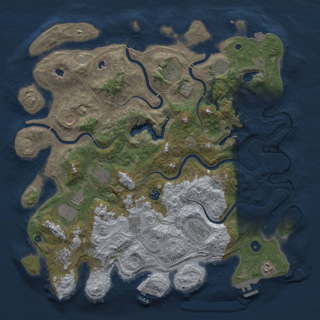 Rust Map: Procedural Map, Size: 4500, Seed: 406947956, 17 Monuments
