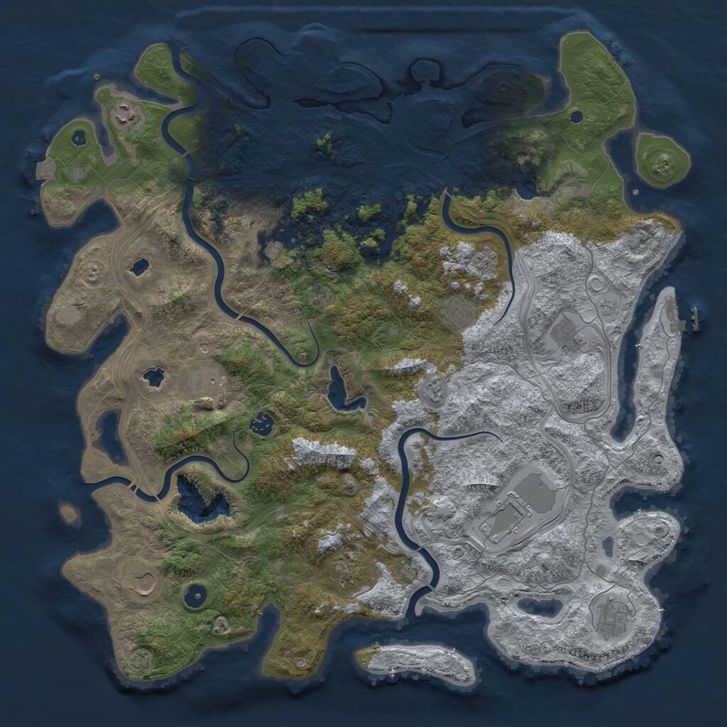 Rust Map: Procedural Map, Size: 4800, Seed: 1844283541, 17 Monuments