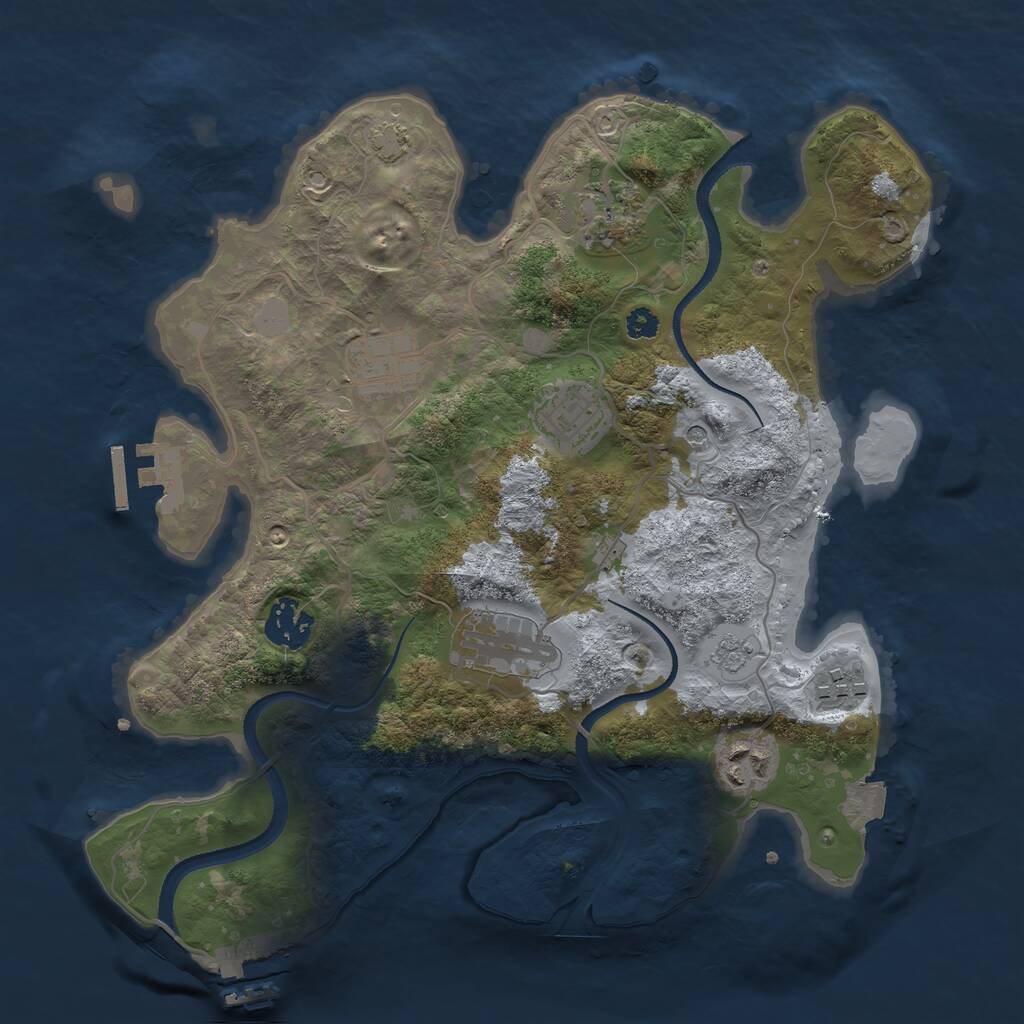 Rust Map: Procedural Map, Size: 3200, Seed: 1216695780, 13 Monuments