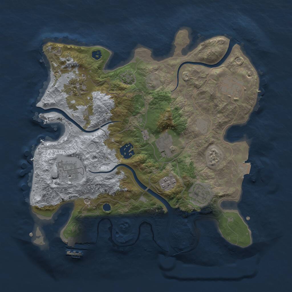 Rust Map: Procedural Map, Size: 3000, Seed: 222140255, 11 Monuments