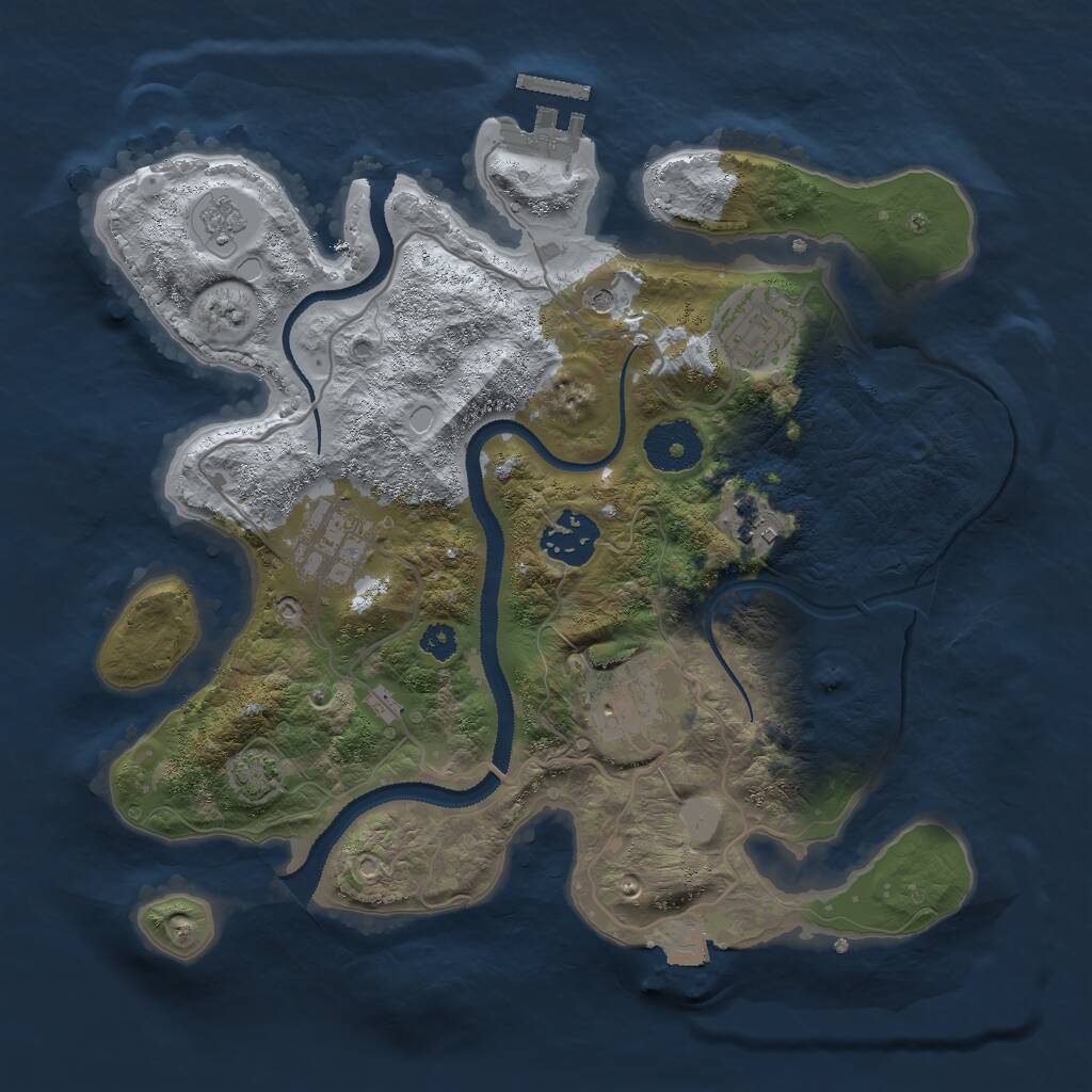 Rust Map: Procedural Map, Size: 3000, Seed: 27768, 10 Monuments