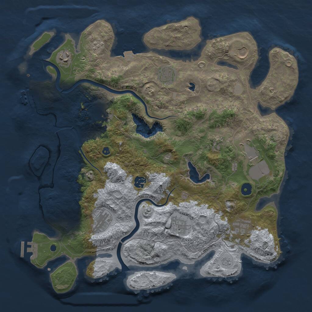 Rust Map: Procedural Map, Size: 4000, Seed: 654440961, 17 Monuments