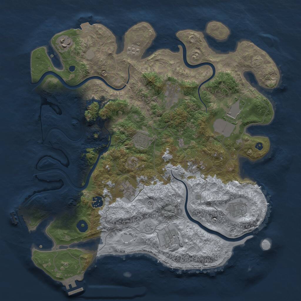 Rust Map: Procedural Map, Size: 3900, Seed: 45701, 16 Monuments