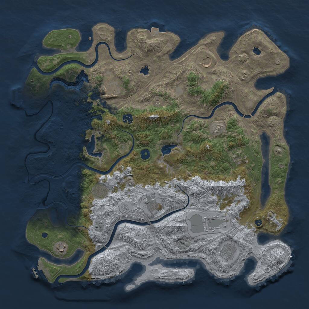 Rust Map: Procedural Map, Size: 4500, Seed: 1055479640, 16 Monuments