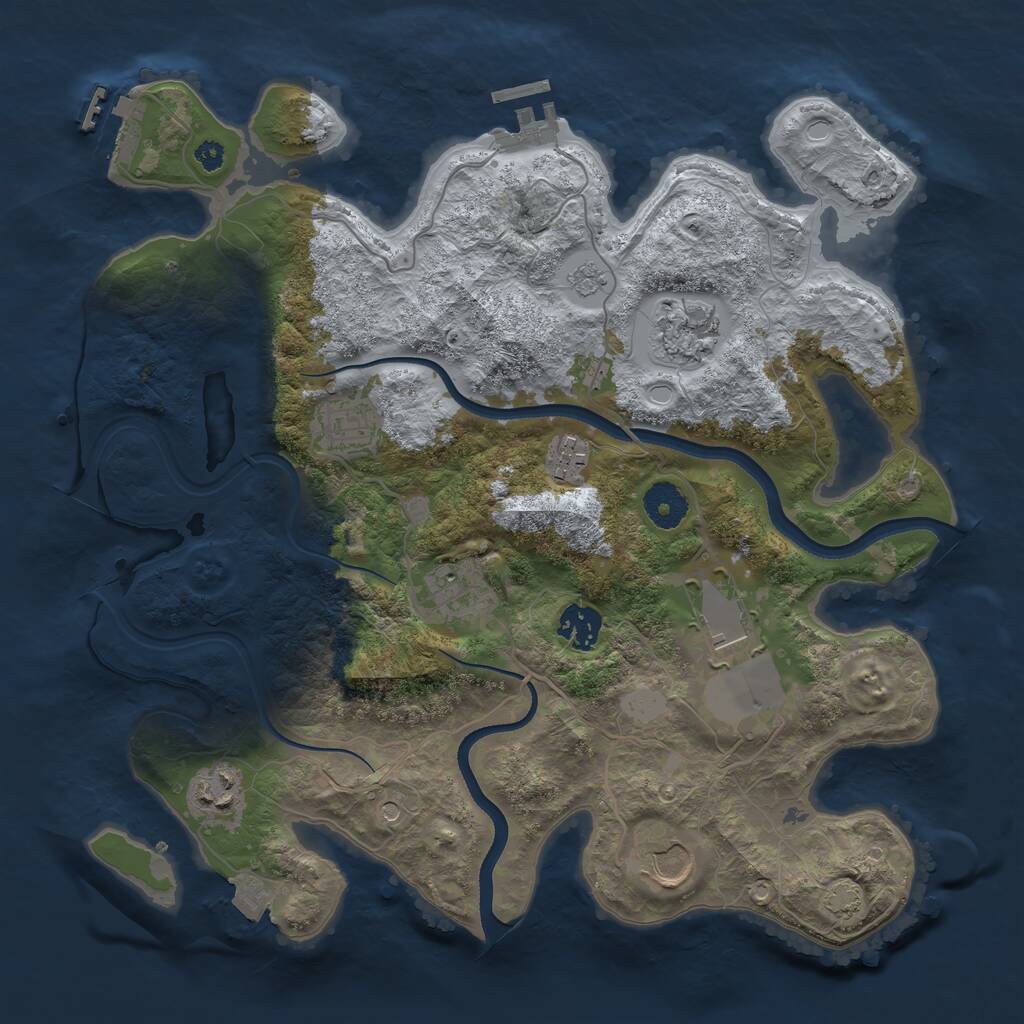 Rust Map: Procedural Map, Size: 3500, Seed: 1381432736, 14 Monuments