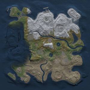 Thumbnail Rust Map: Procedural Map, Size: 3500, Seed: 1381432736, 14 Monuments