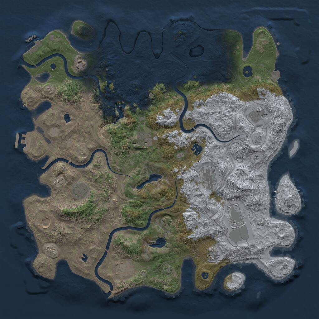 Rust Map: Procedural Map, Size: 4500, Seed: 1268834694, 17 Monuments