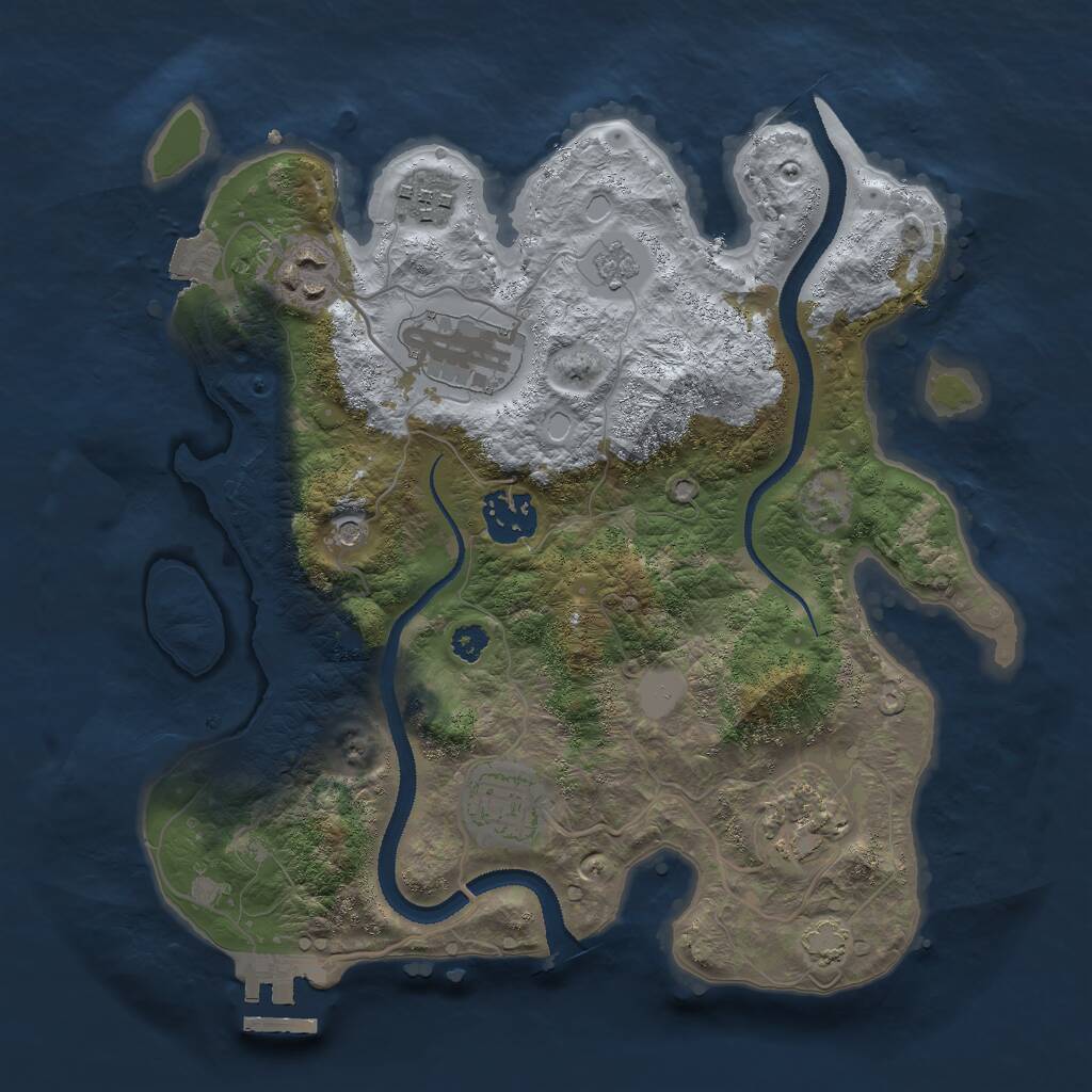 Rust Map: Procedural Map, Size: 3000, Seed: 1243871944, 11 Monuments