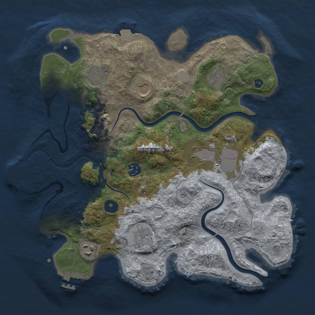 Rust Map: Procedural Map, Size: 3500, Seed: 991221, 14 Monuments