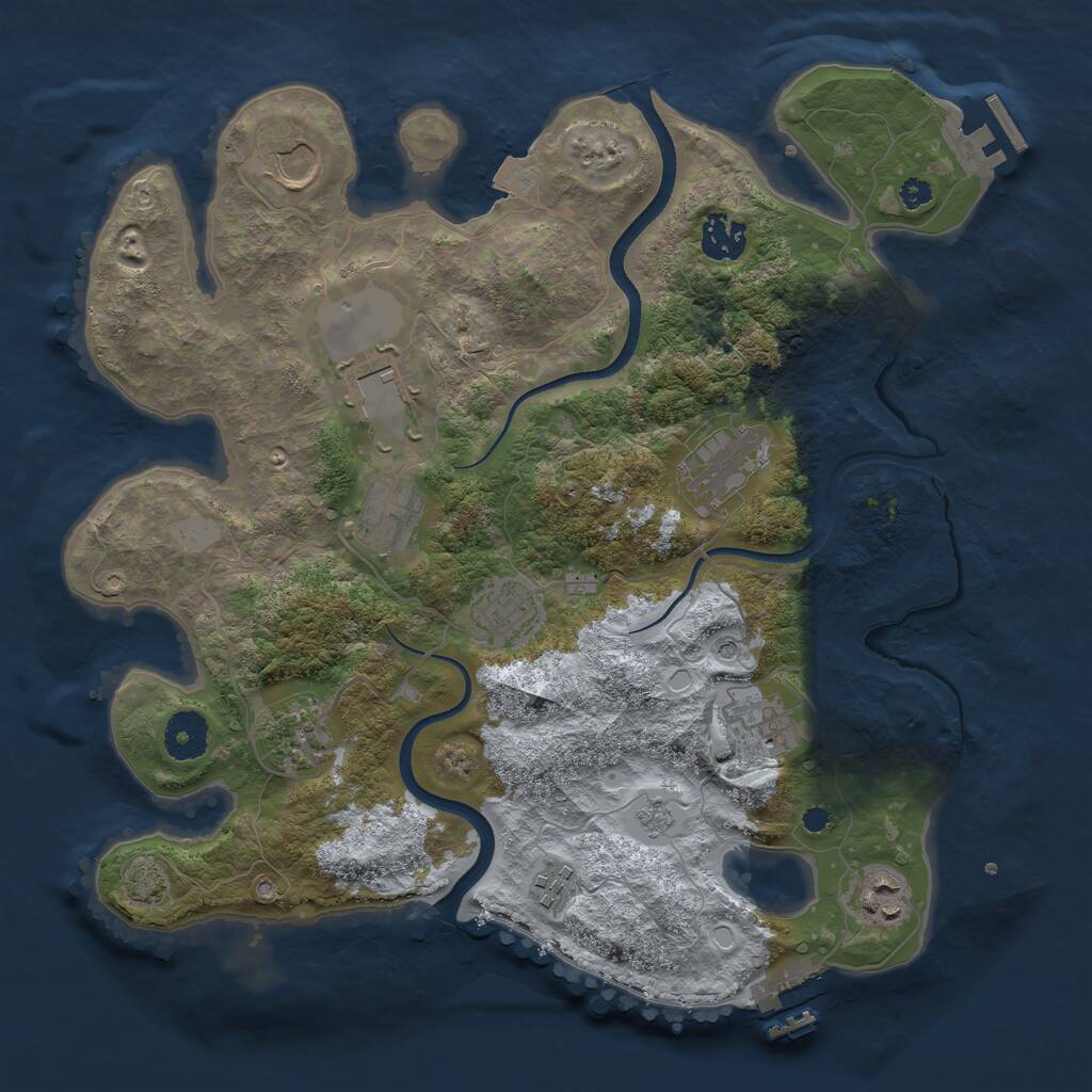 Rust Map: Procedural Map, Size: 3500, Seed: 1170208533, 16 Monuments
