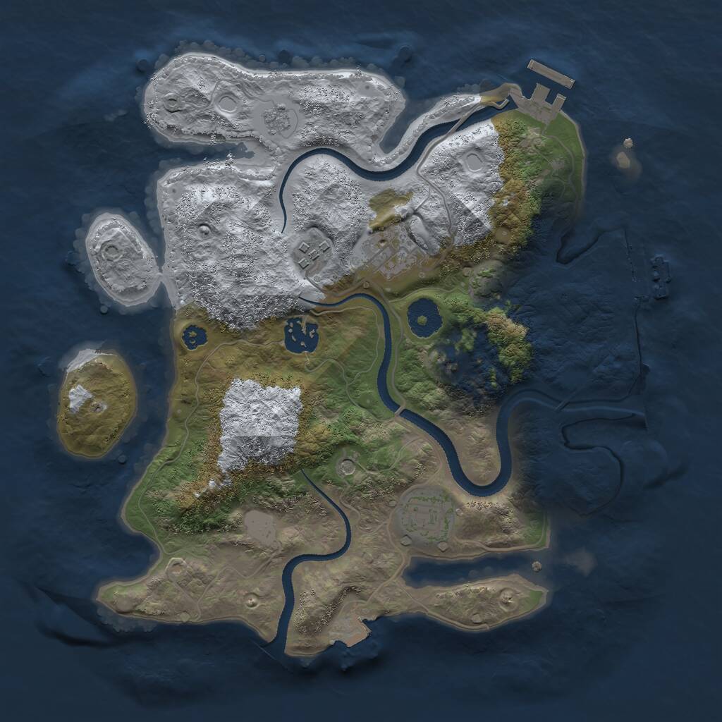 Rust Map: Procedural Map, Size: 3000, Seed: 1273473288, 10 Monuments