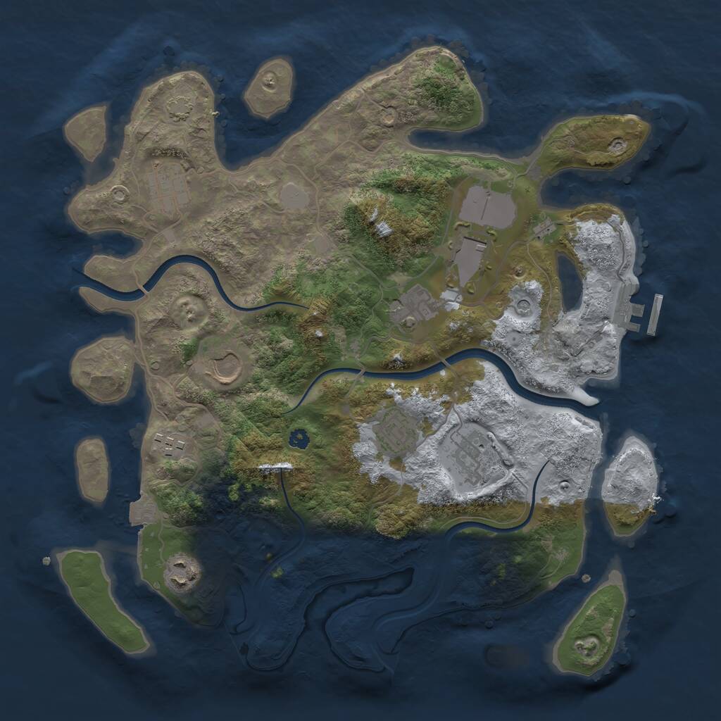 Rust Map: Procedural Map, Size: 3500, Seed: 365776654, 12 Monuments