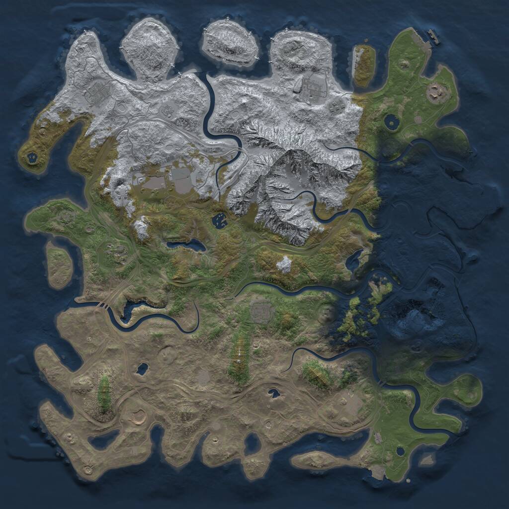 Rust Map: Procedural Map, Size: 5000, Seed: 45387, 16 Monuments