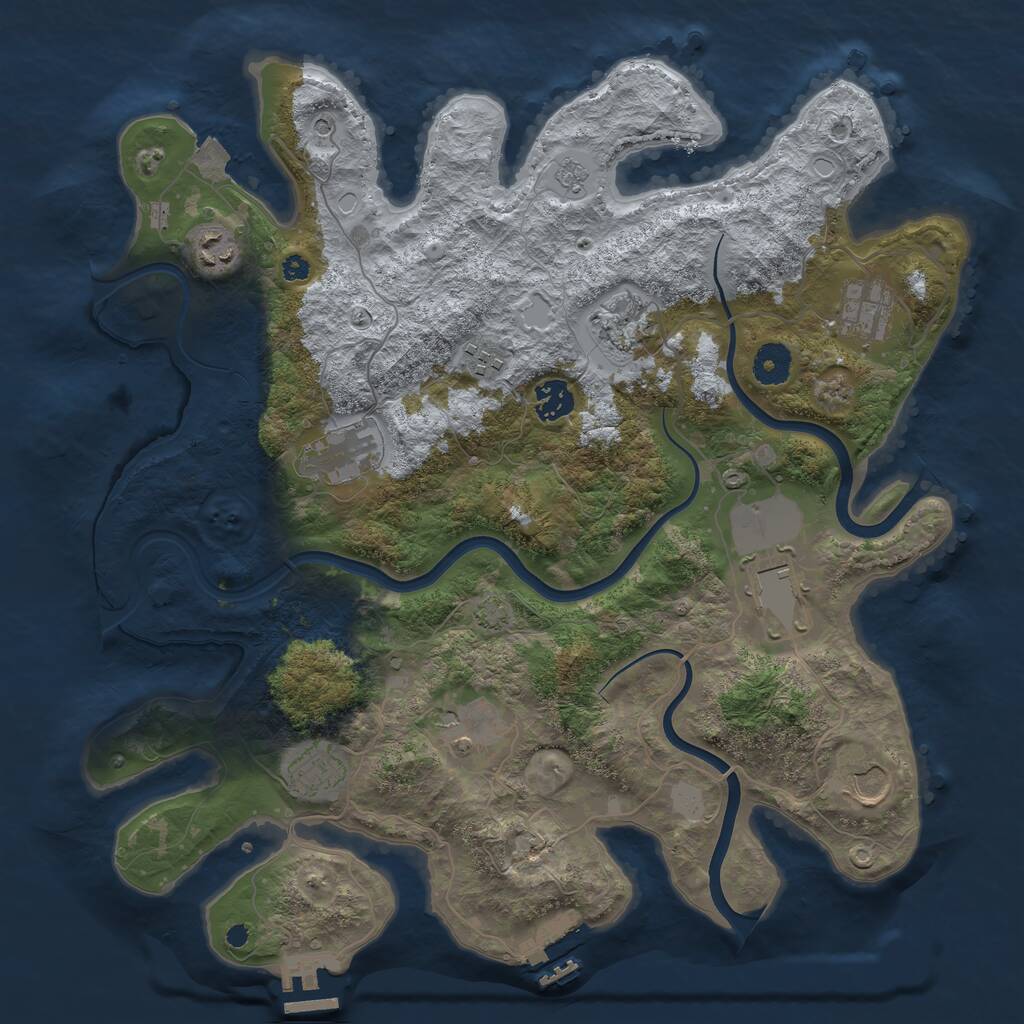Rust Map: Procedural Map, Size: 3800, Seed: 232127262, 16 Monuments