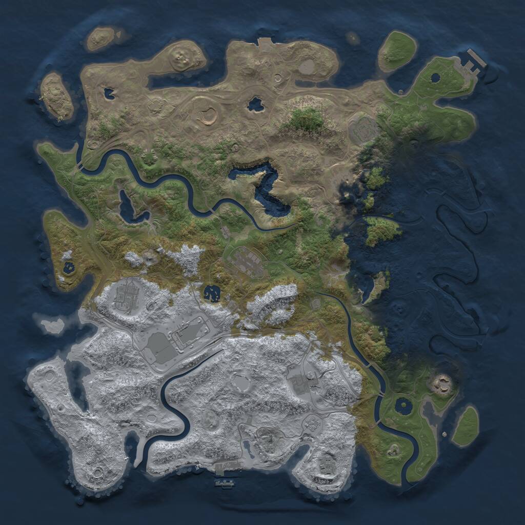 Rust Map: Procedural Map, Size: 4500, Seed: 1510399193, 16 Monuments