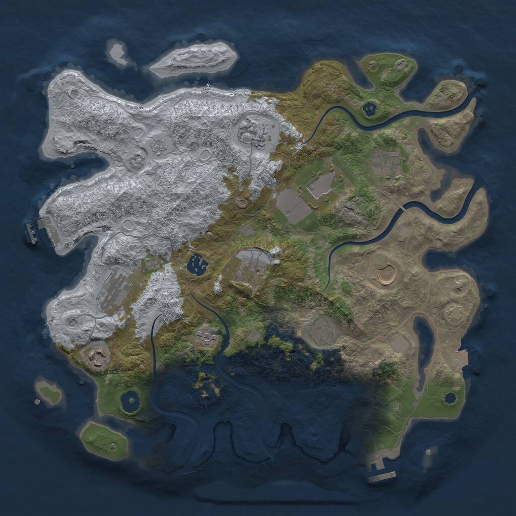 Rust Map: Procedural Map, Size: 3800, Seed: 28526, 16 Monuments