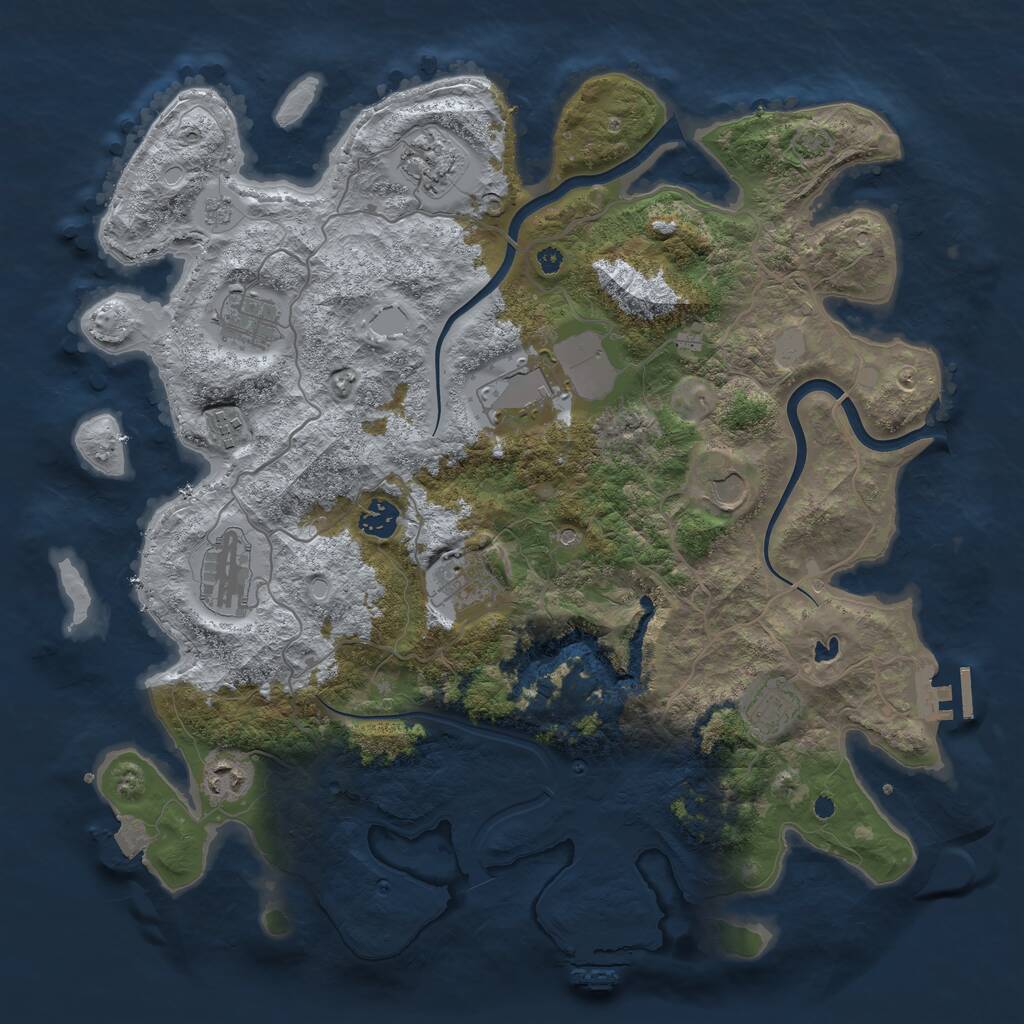 Rust Map: Procedural Map, Size: 4000, Seed: 1764444, 16 Monuments