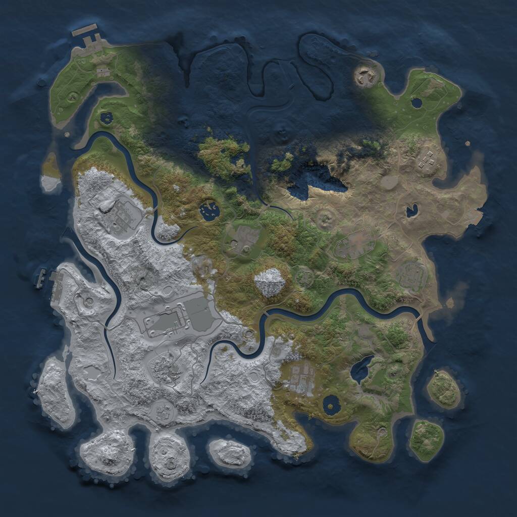 Rust Map: Procedural Map, Size: 4050, Seed: 484755007, 16 Monuments