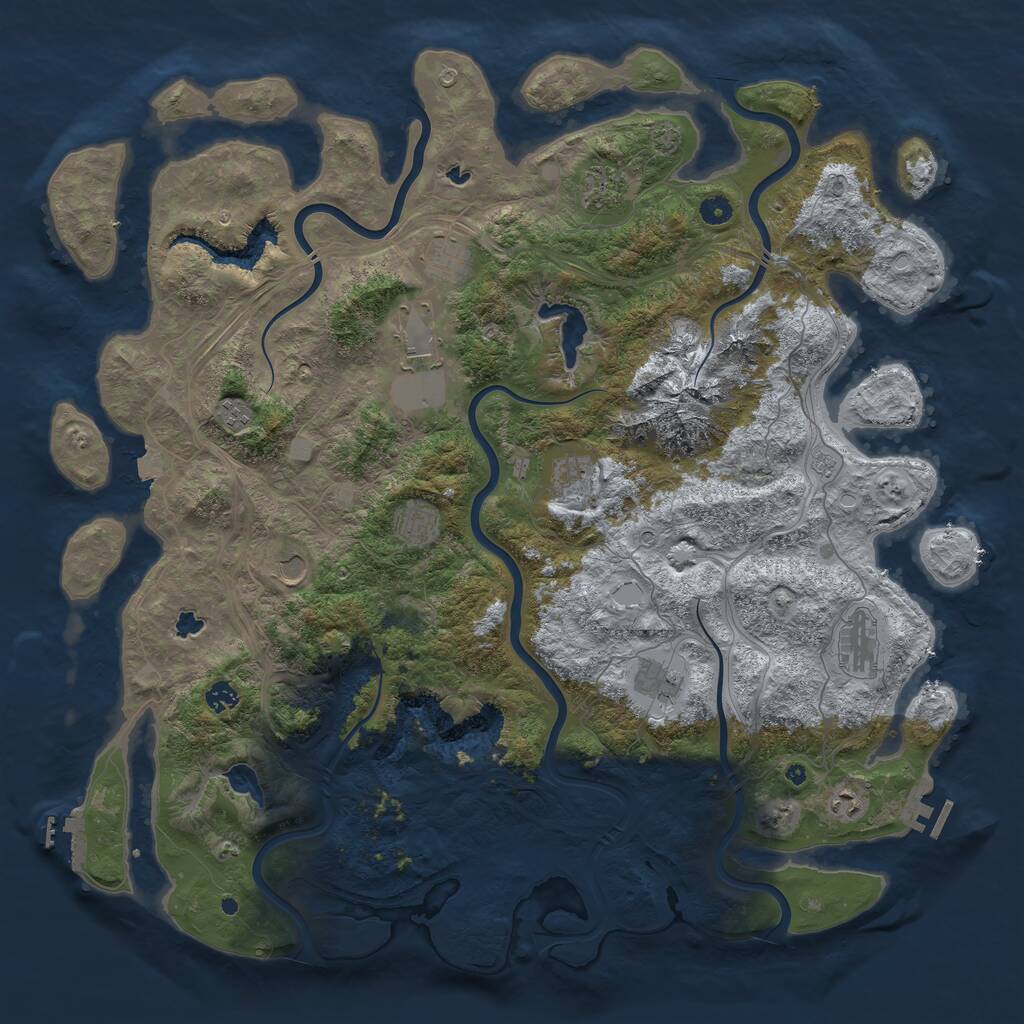 Rust Map: Procedural Map, Size: 5000, Seed: 1216320463, 17 Monuments