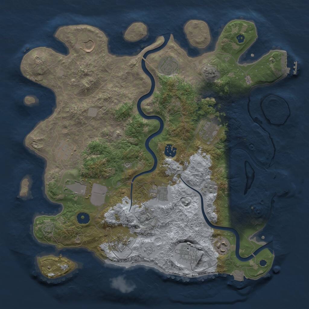 Rust Map: Procedural Map, Size: 3750, Seed: 916157105, 17 Monuments