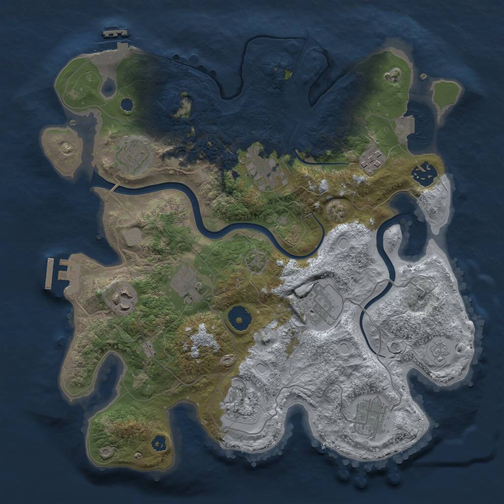 Rust Map: Procedural Map, Size: 3250, Seed: 497292151, 15 Monuments