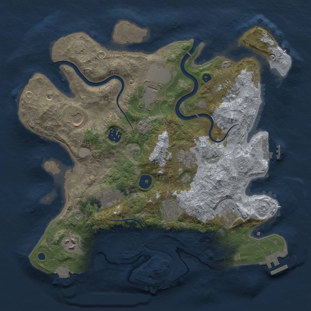 Rust Map: Procedural Map, Size: 3500, Seed: 128988902, 16 Monuments