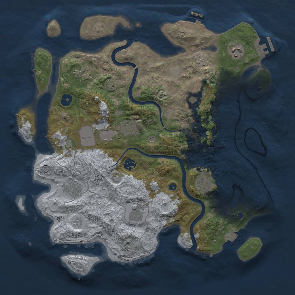 Rust Map: Procedural Map, Size: 3750, Seed: 1008975562, 16 Monuments