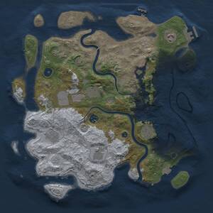 Thumbnail Rust Map: Procedural Map, Size: 3750, Seed: 1008975562, 16 Monuments