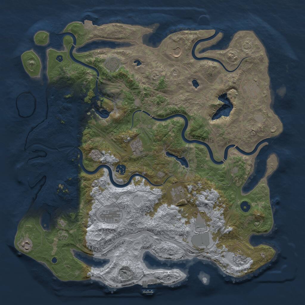Rust Map: Procedural Map, Size: 4500, Seed: 64257, 17 Monuments