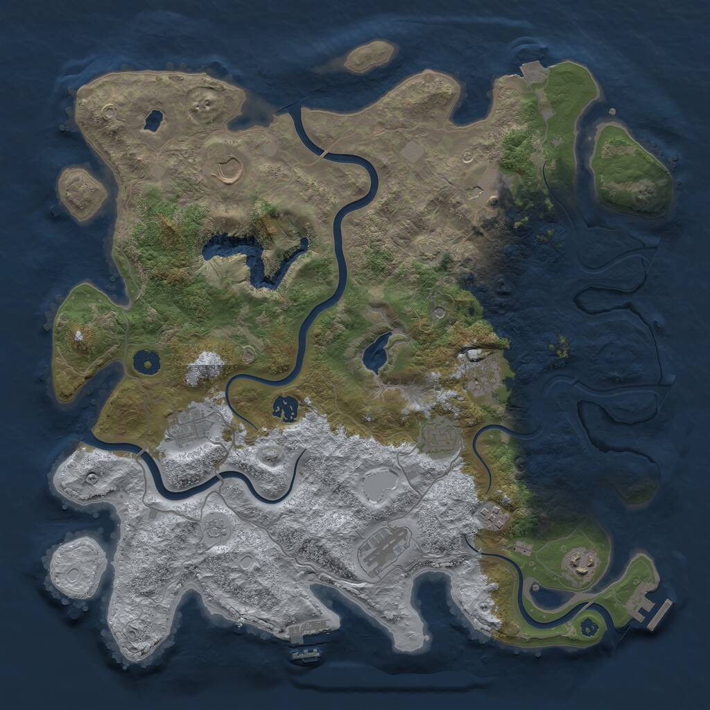 Rust Map: Procedural Map, Size: 4050, Seed: 1939467501, 15 Monuments