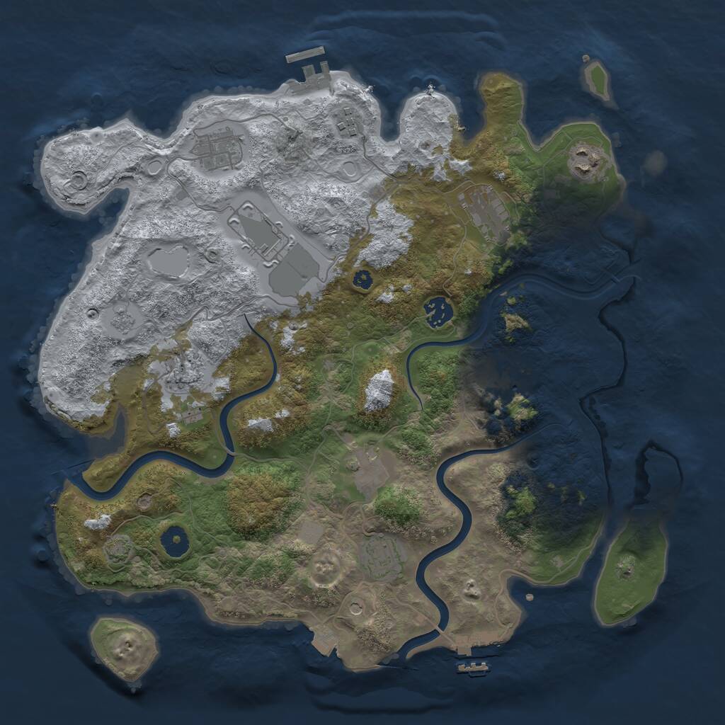 Rust Map: Procedural Map, Size: 3750, Seed: 467590660, 16 Monuments