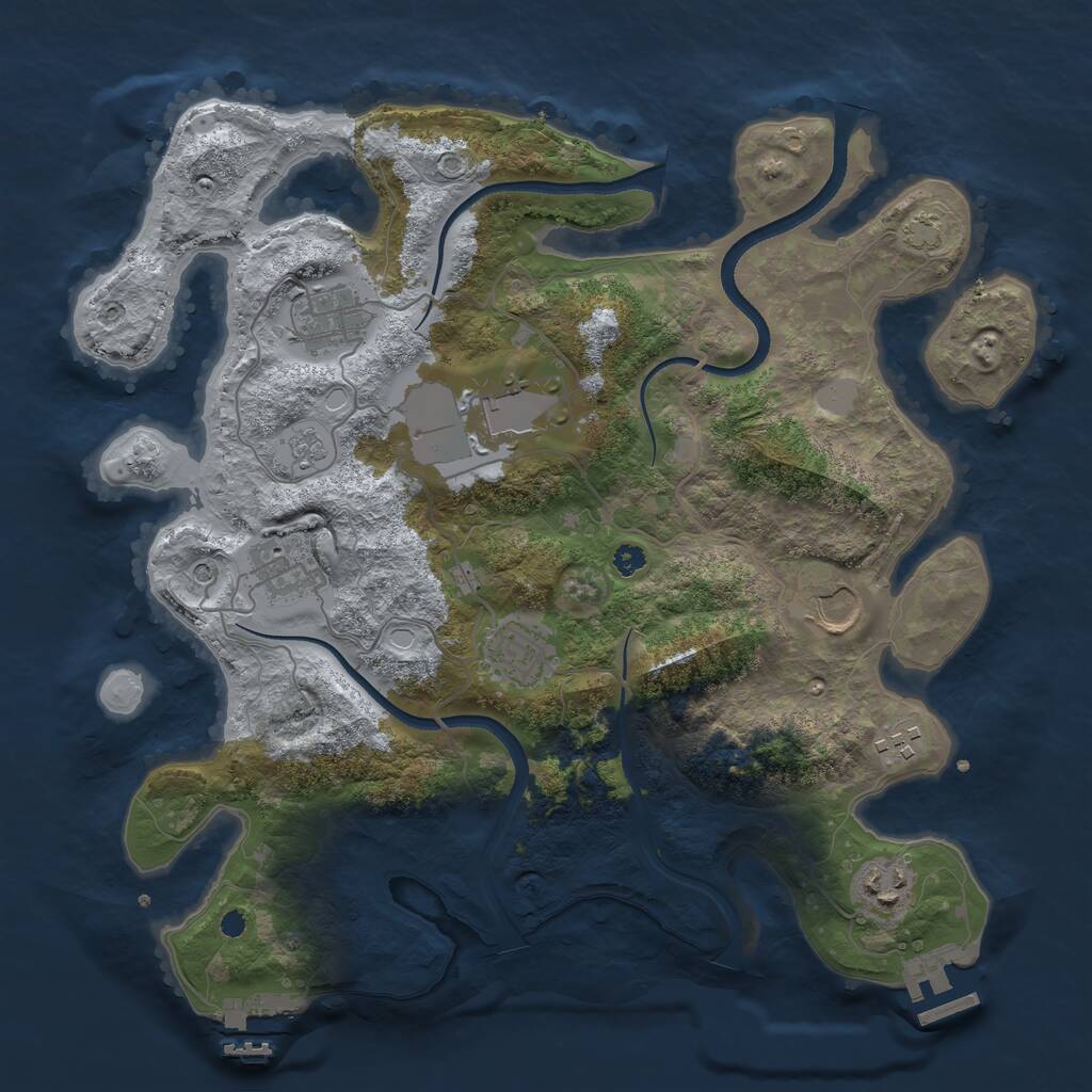 Rust Map: Procedural Map, Size: 3500, Seed: 1321396719, 13 Monuments
