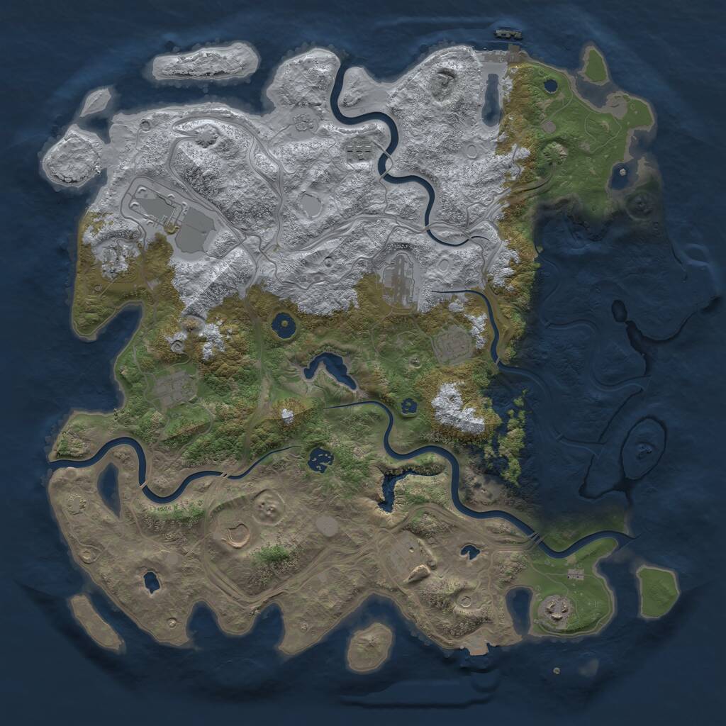 Rust Map: Procedural Map, Size: 4500, Seed: 214114476, 16 Monuments