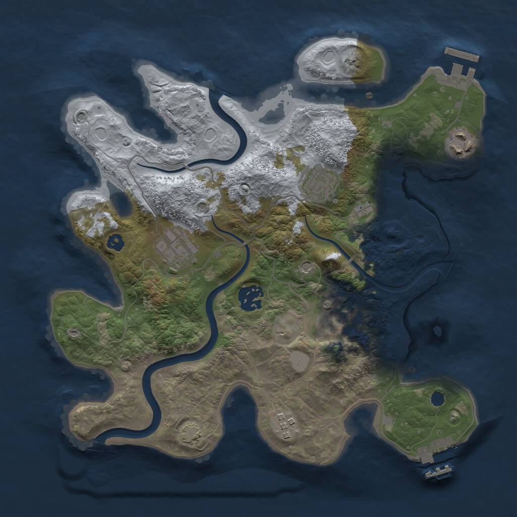 Rust Map: Procedural Map, Size: 3000, Seed: 46580, 11 Monuments