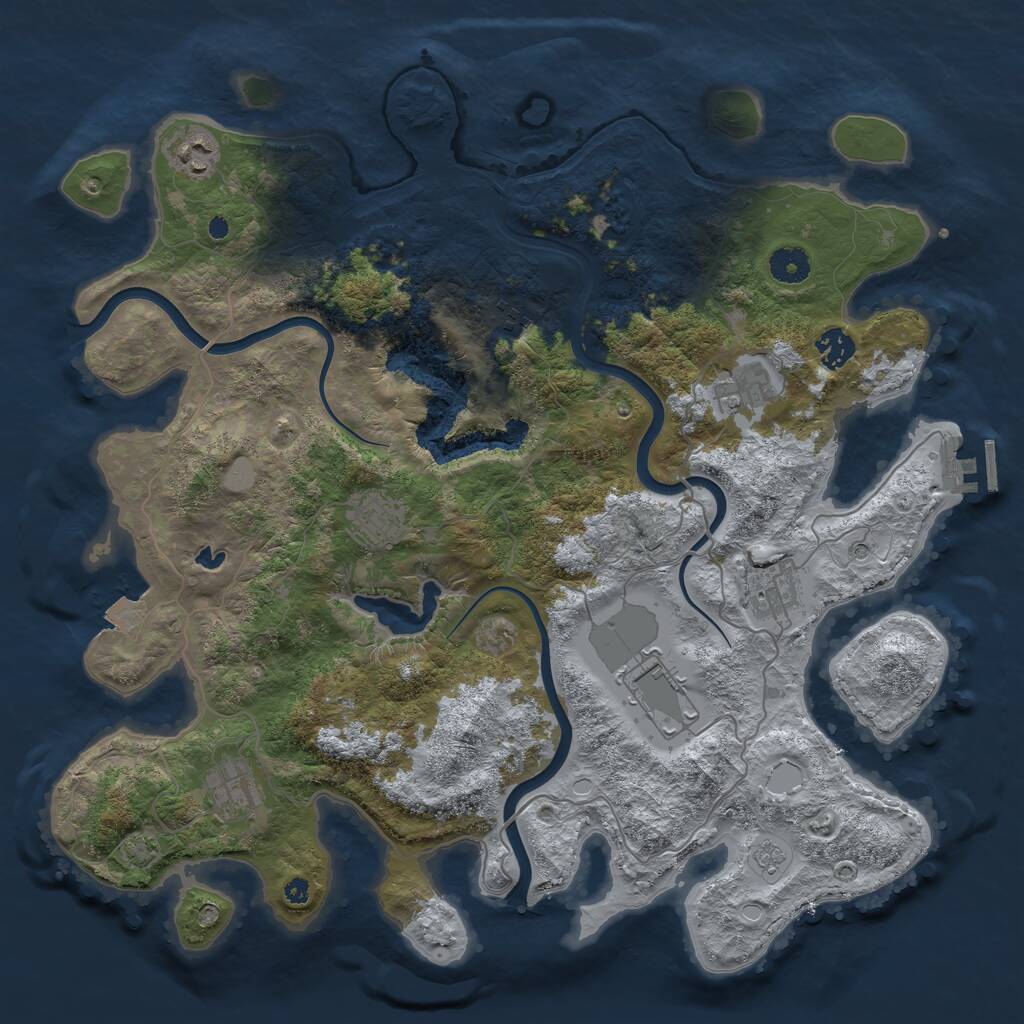 Rust Map: Procedural Map, Size: 4000, Seed: 158460396, 13 Monuments