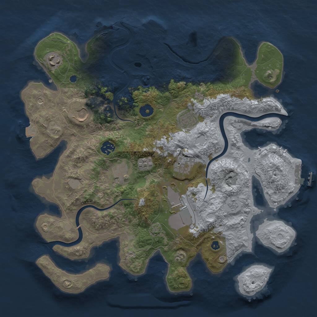 Rust Map: Procedural Map, Size: 3600, Seed: 1073465807, 14 Monuments