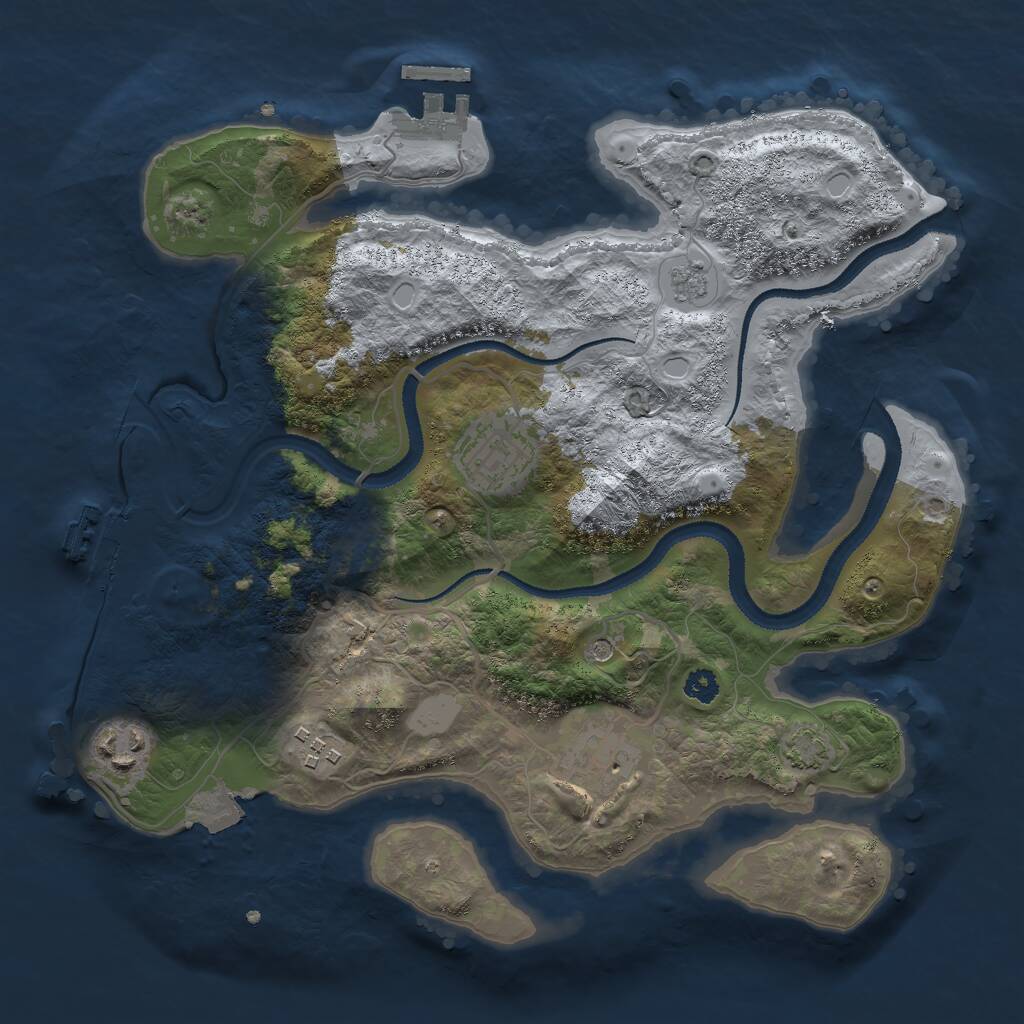 Rust Map: Procedural Map, Size: 3000, Seed: 703519660, 10 Monuments