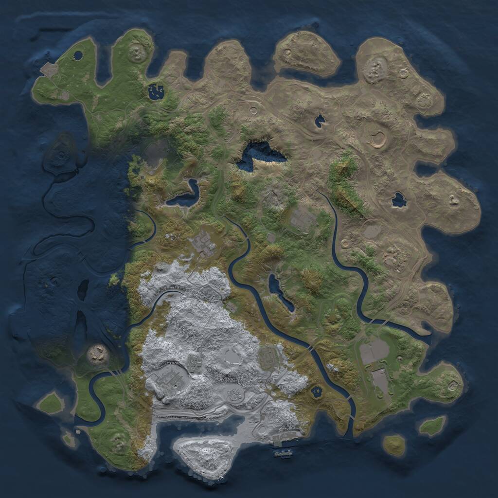 Rust Map: Procedural Map, Size: 4500, Seed: 247057884, 17 Monuments