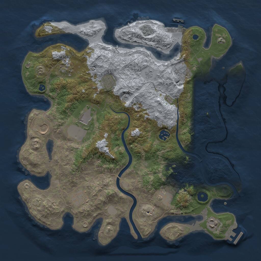 Rust Map: Procedural Map, Size: 3800, Seed: 100137, 16 Monuments
