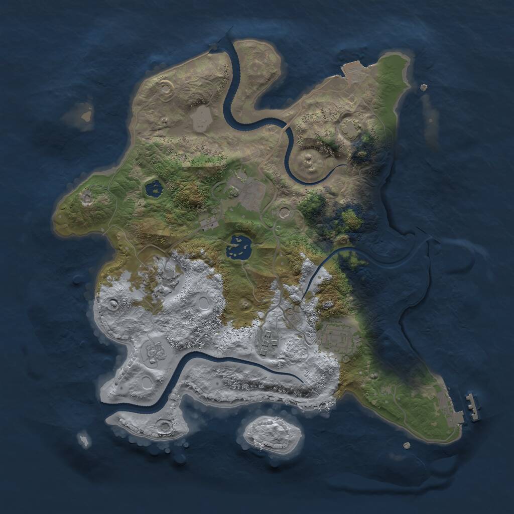 Rust Map: Procedural Map, Size: 3000, Seed: 7070419, 10 Monuments