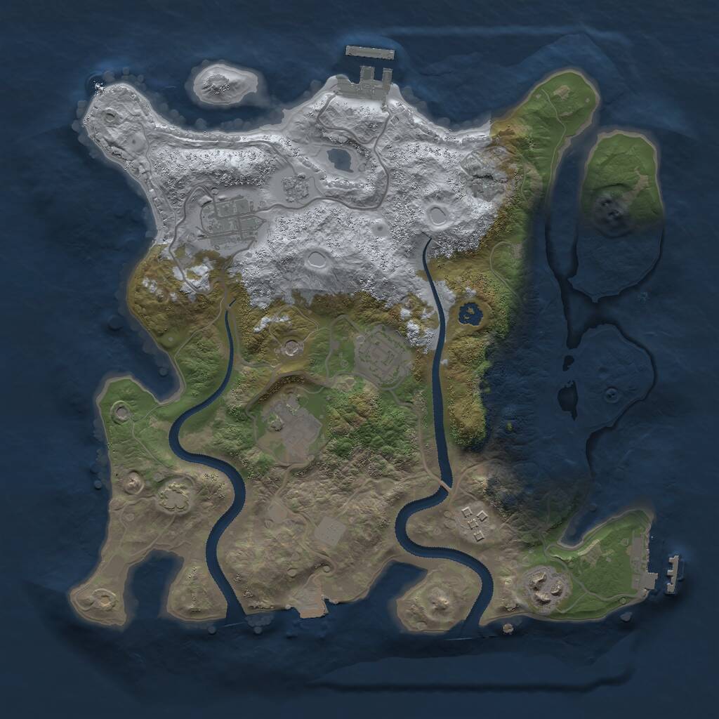 Rust Map: Procedural Map, Size: 3000, Seed: 69169309, 11 Monuments