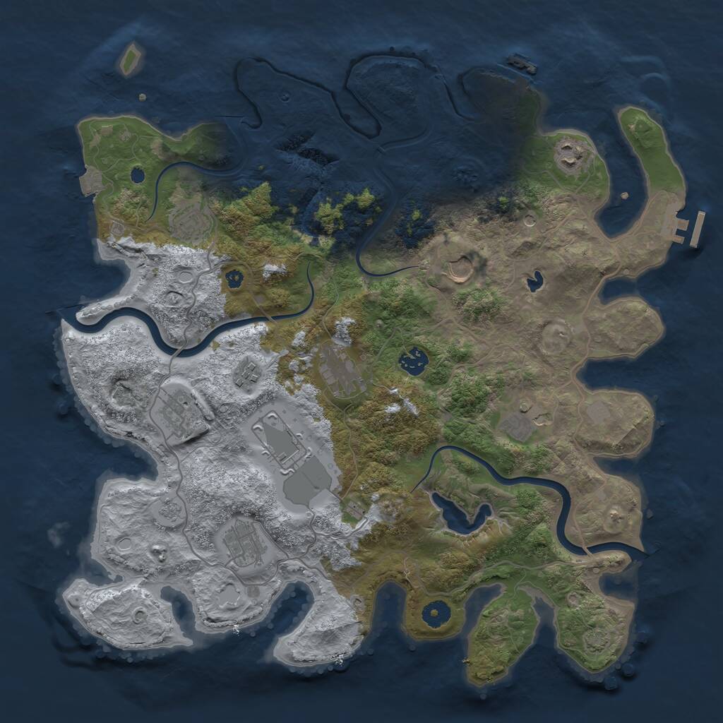 Rust Map: Procedural Map, Size: 4000, Seed: 1814967998, 16 Monuments